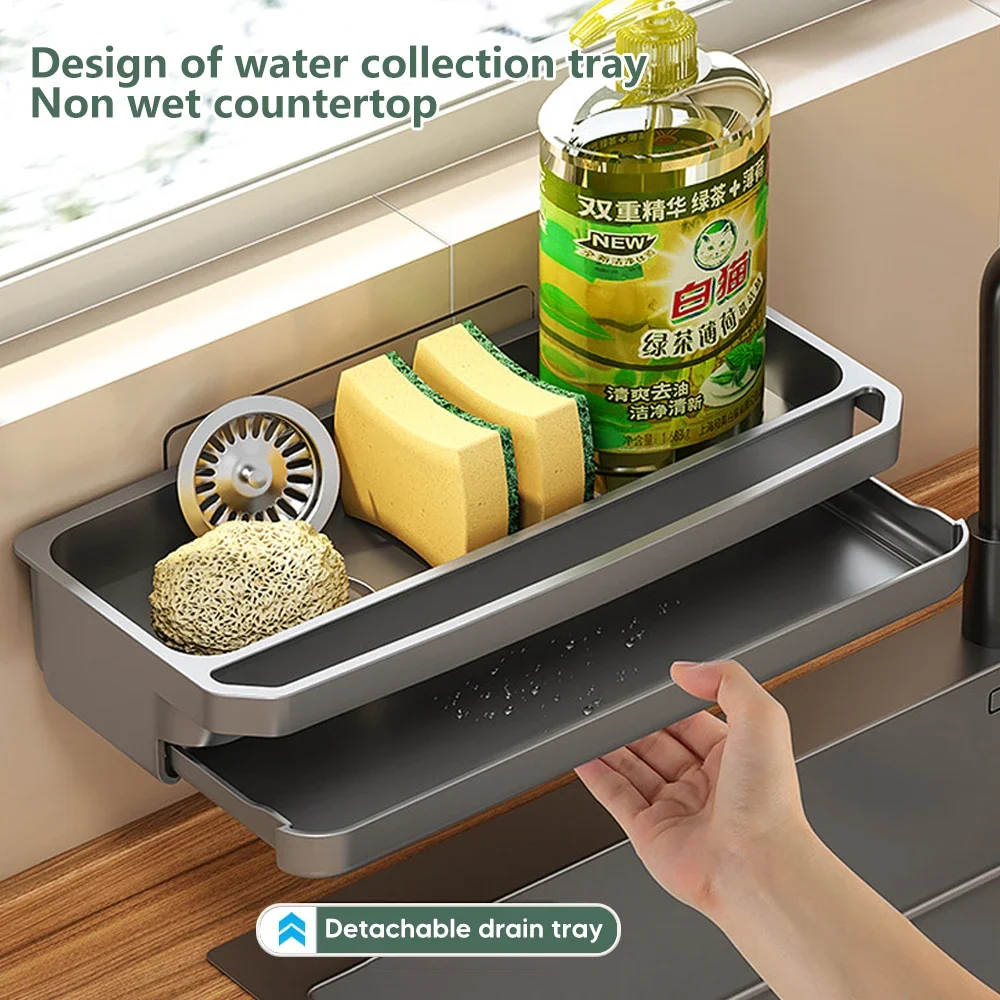 Kitchen Appliances Storage - Aanrecht Organisator Afvoerrek Zelflozende Plank Spons