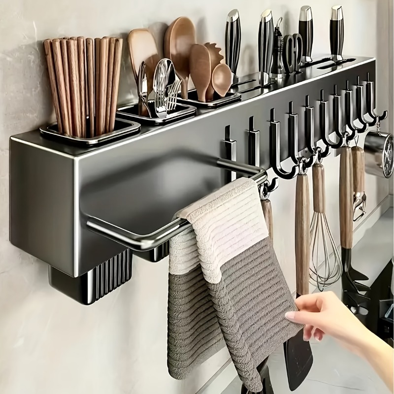 Kitchen Appliances Storage - Multifunctionele, heavy-duty messenhouder van carbonstaal, wandmontage