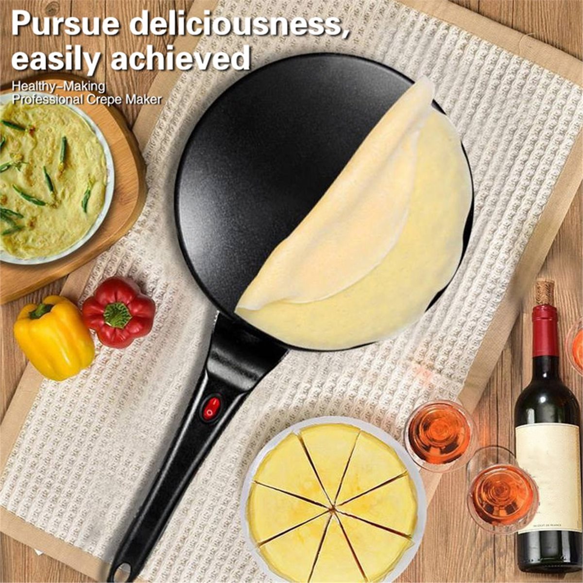 Crepe Maker Non Stick - M10K Crêpemaker Elektrisch, Crêpepan met antiaanbaklaag,