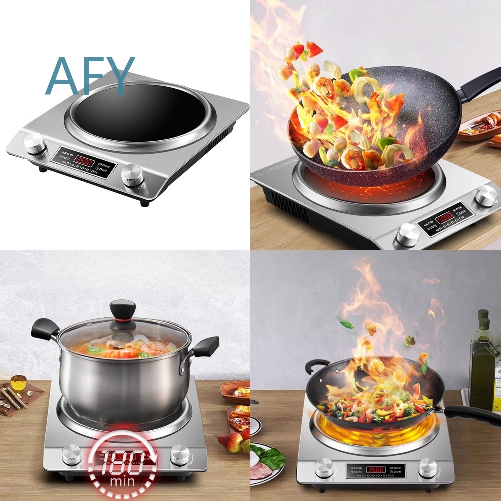 Induction Cooktop Portable - 220V concave inductiekookplaat voor thuisgebruik, krachtige