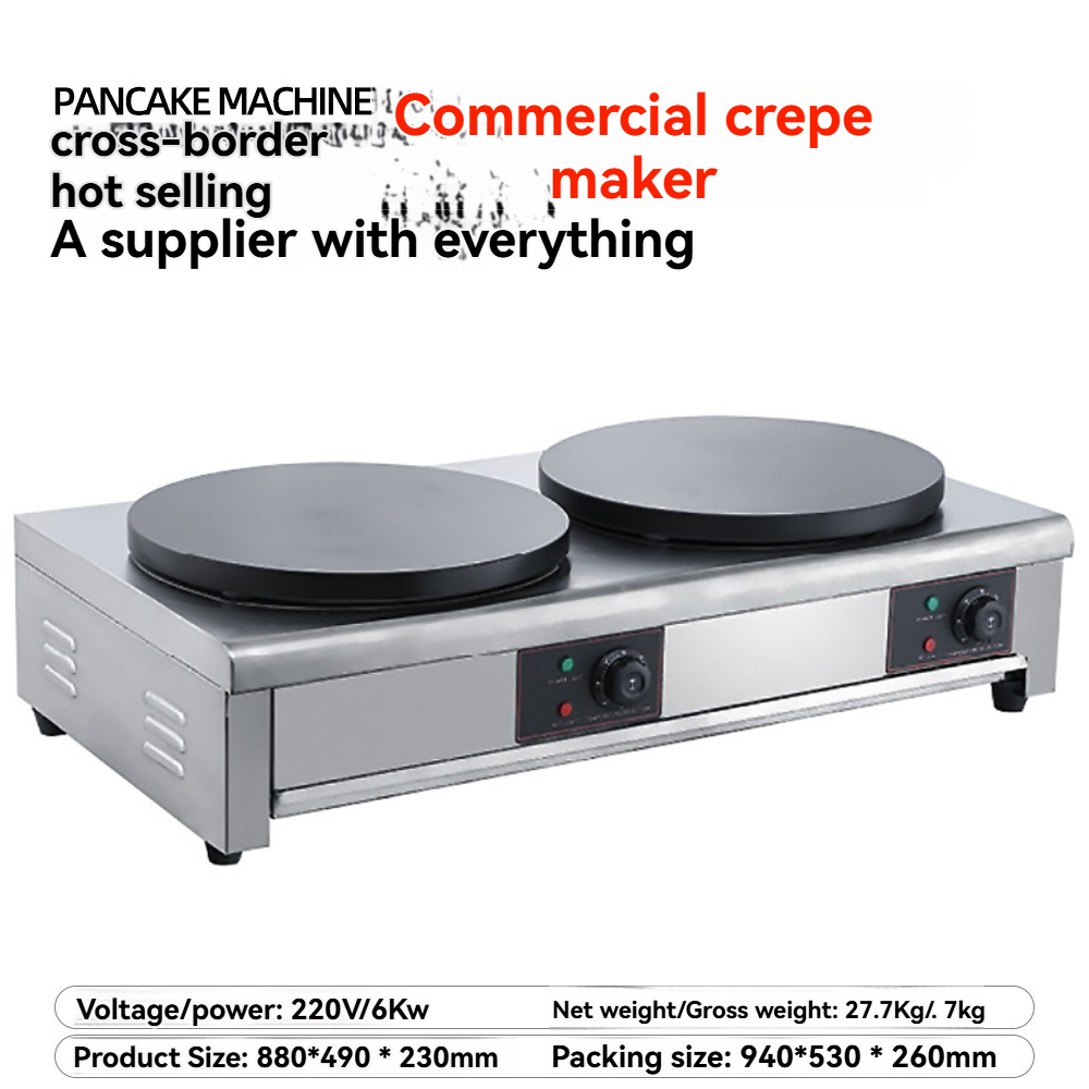 Crepe Maker Non Stick - Pannenkoekenmachine Commercieel pannenkoekenfornuis met dubbele kop