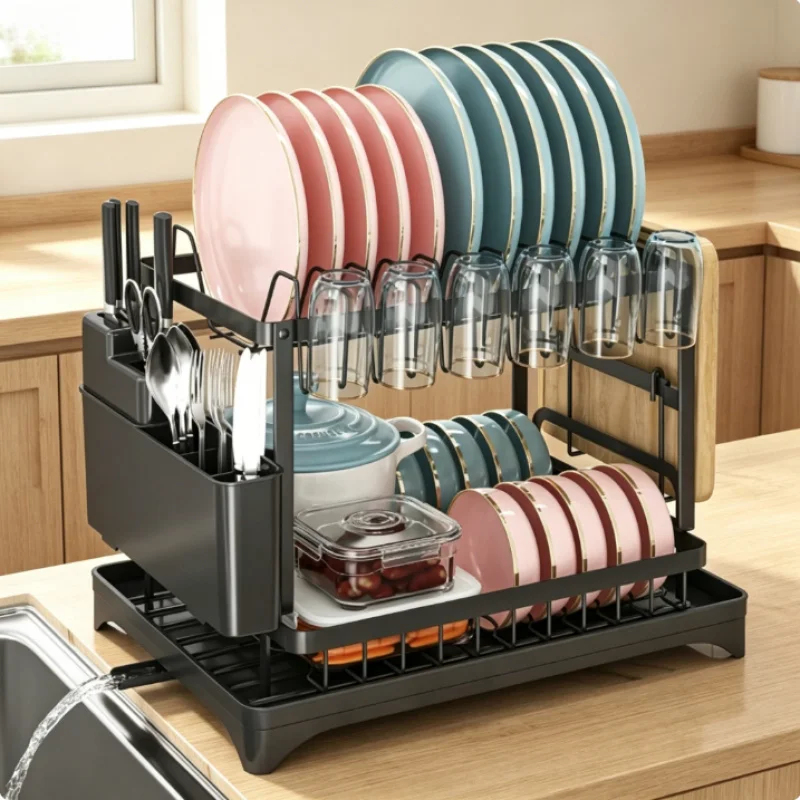 Metal 2-laags afdruiprek met o - Kitchen Appliances Storage recensie en prijs