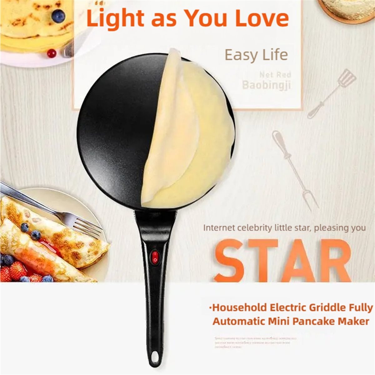 M10K Crêpemaker Elektrisch, Cr - Crepe Maker Non Stick recensie en prijs