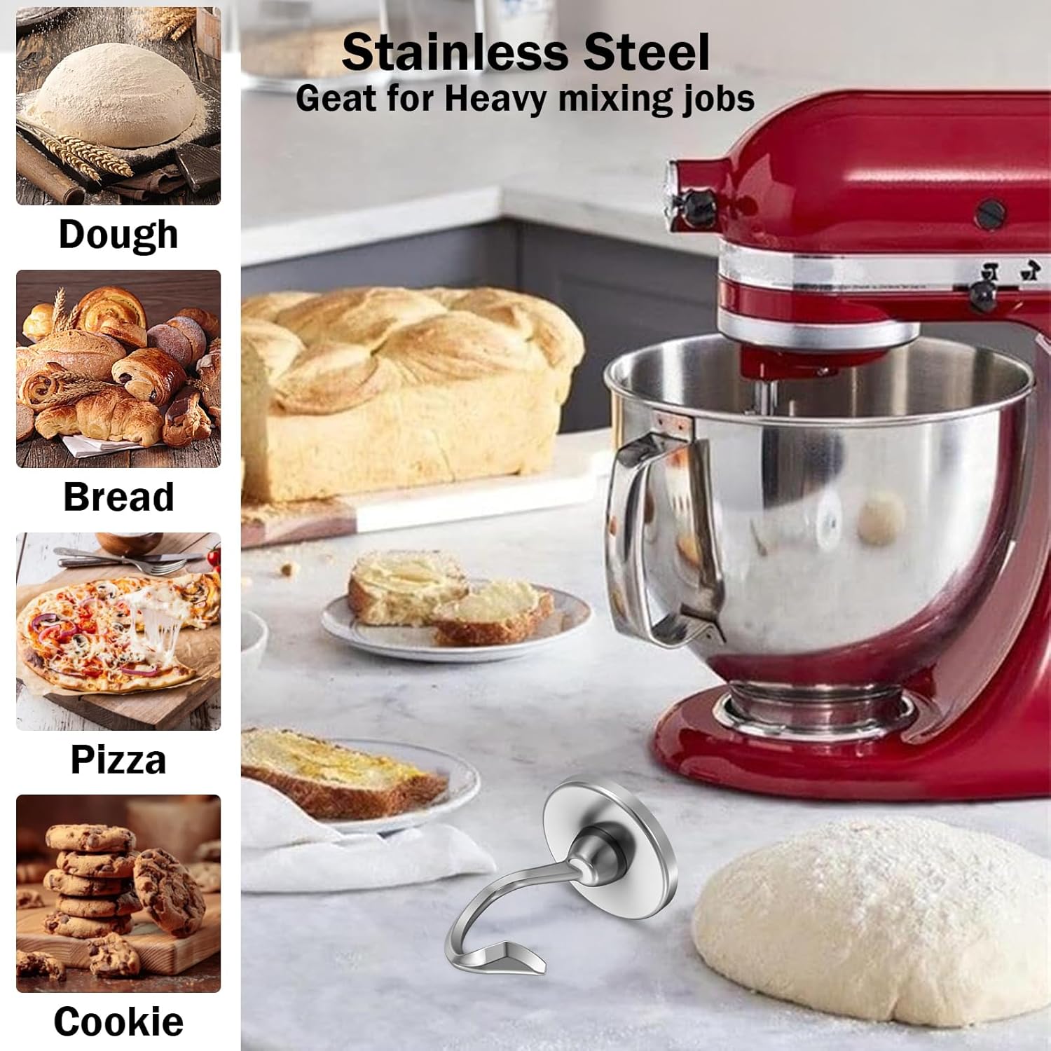 Roestvrijstalen deeghaak met v - Kitchen Appliances Kitchenaid recensie en prijs