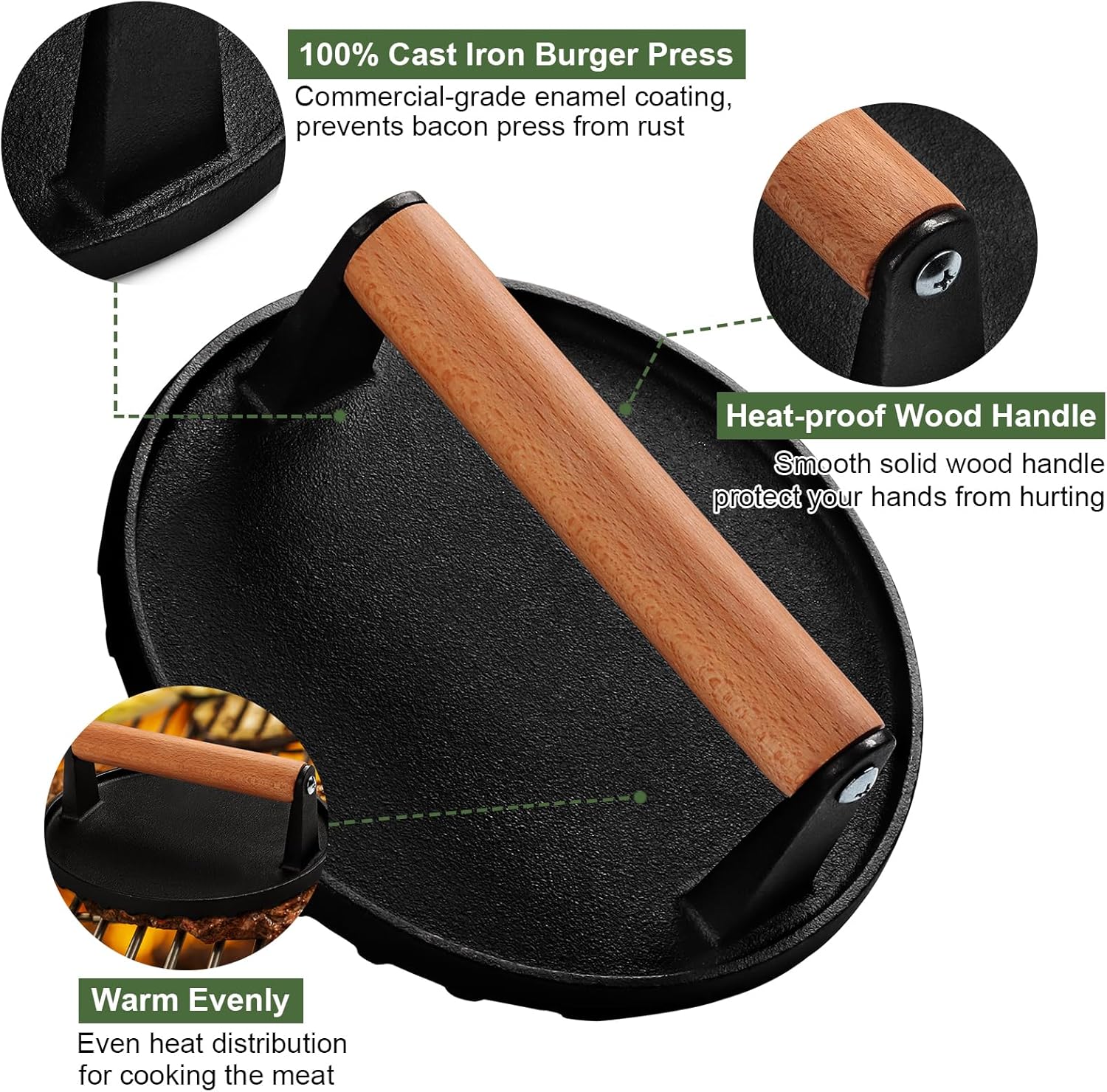 EWFEN Burgerpers, 7 inch ronde - Sandwich Press Grill recensie en prijs